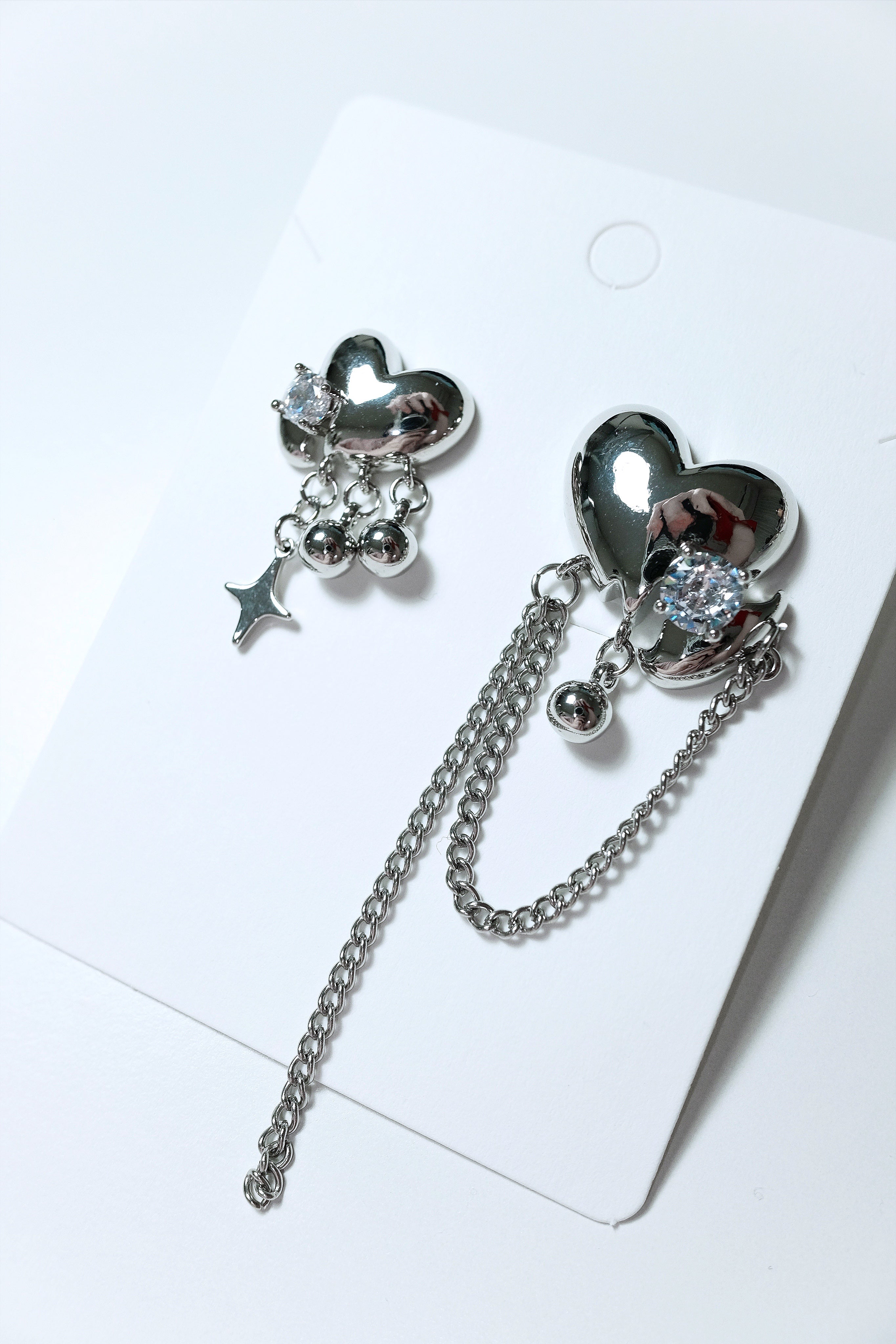 Y2K Sliver Metallic Heart Chain Earrings