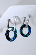 Ocean Blue Crystal Circle Hoop Earrings