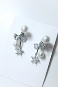 Starlight Pearl Diamond Ribbon Drop Eaarrings