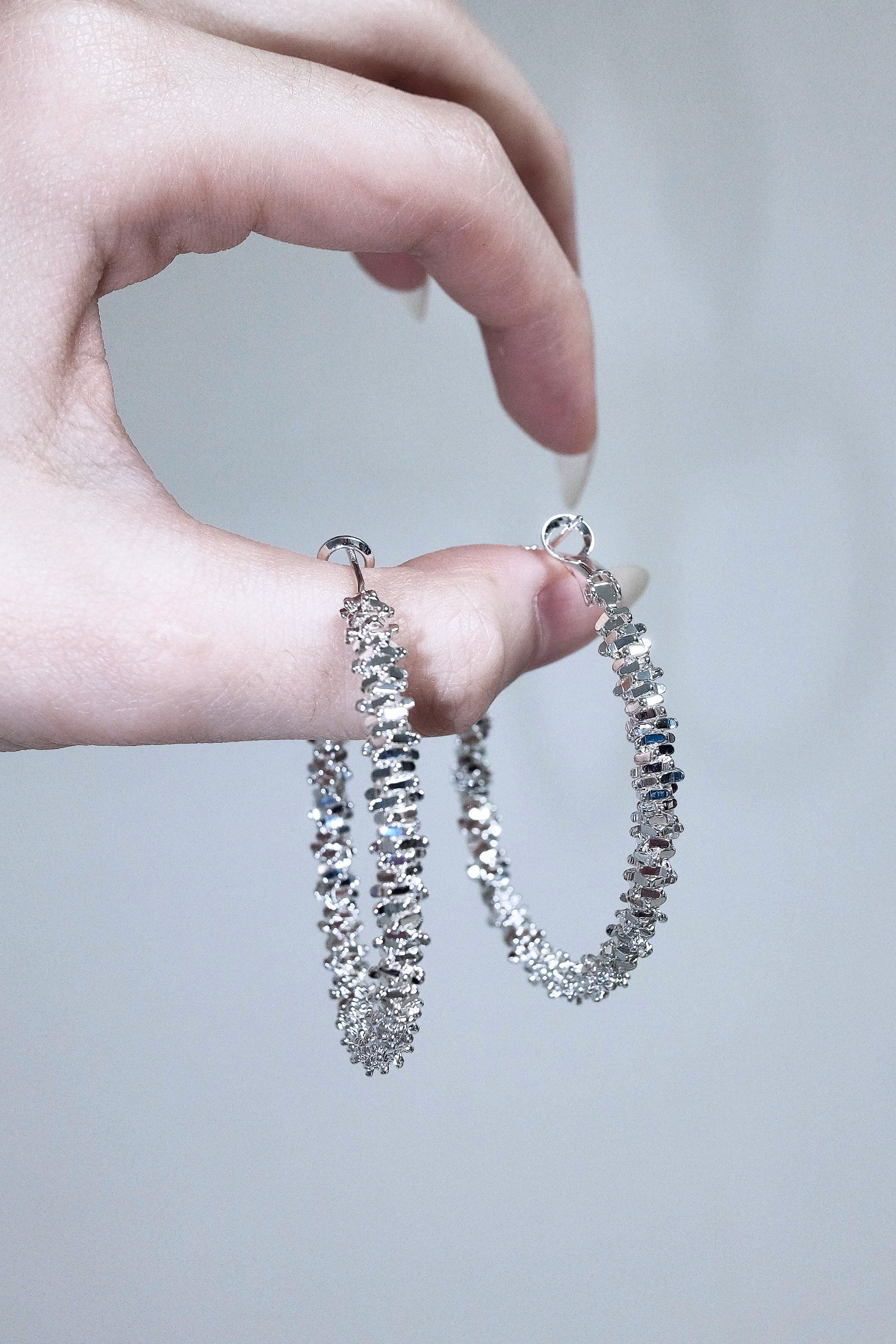 Sliver Sparkle Hoop Earrings