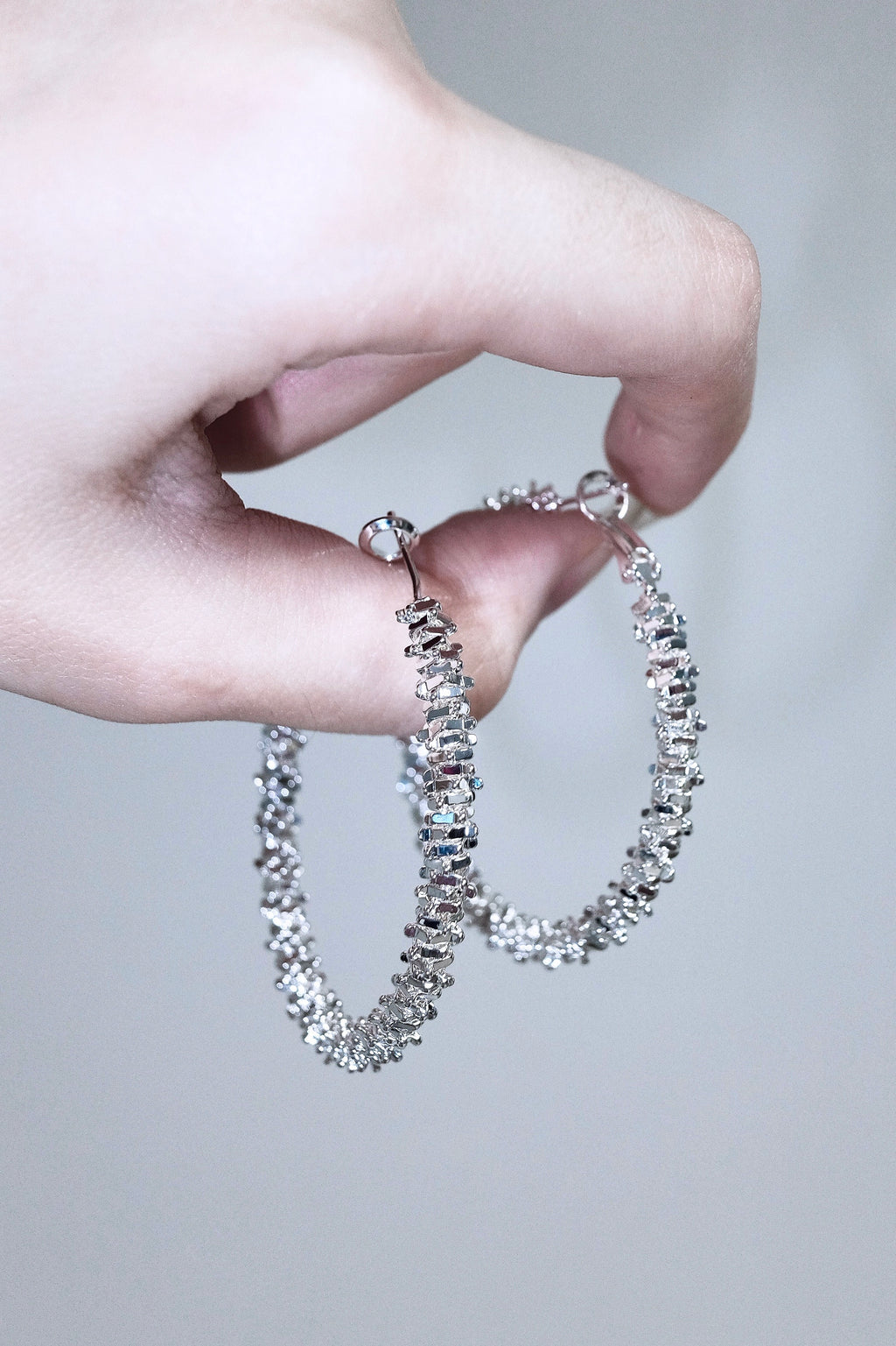 Sliver Sparkle Hoop Earrings