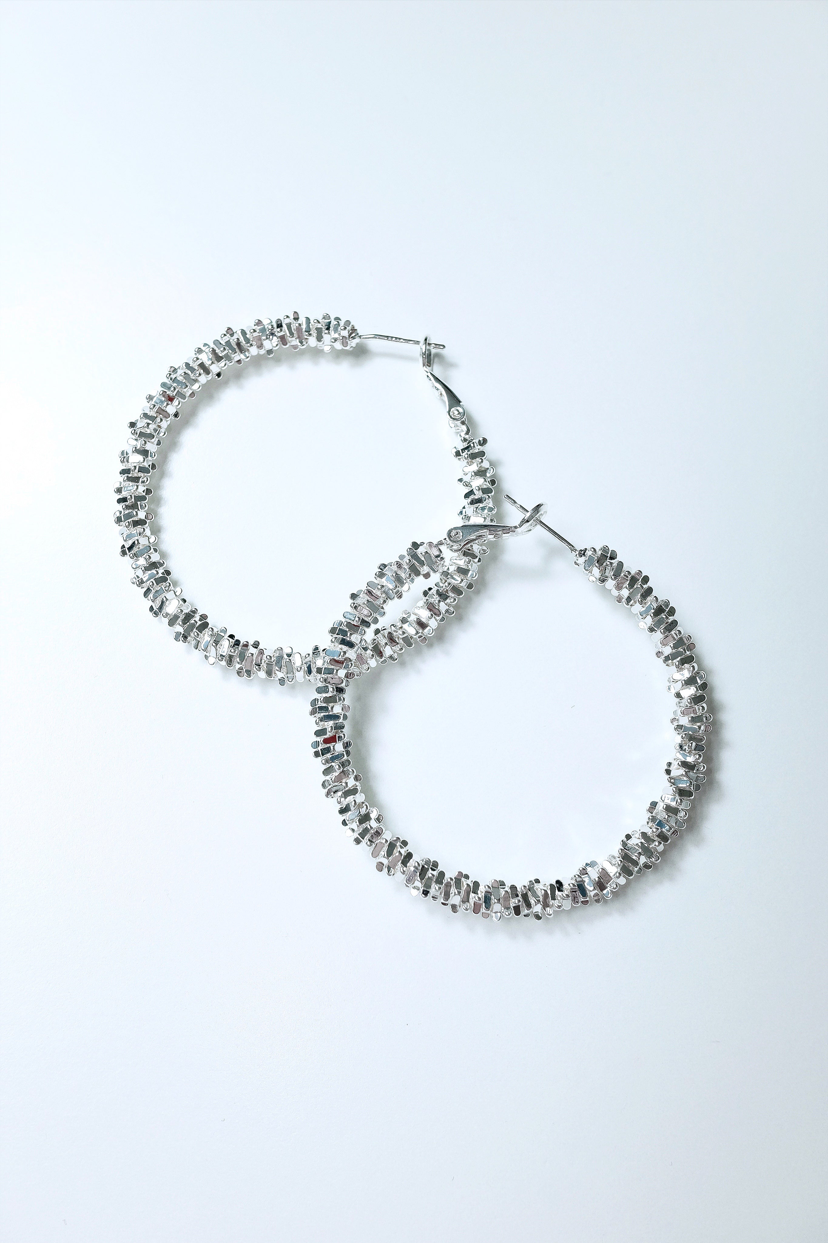 Sliver Sparkle Hoop Earrings