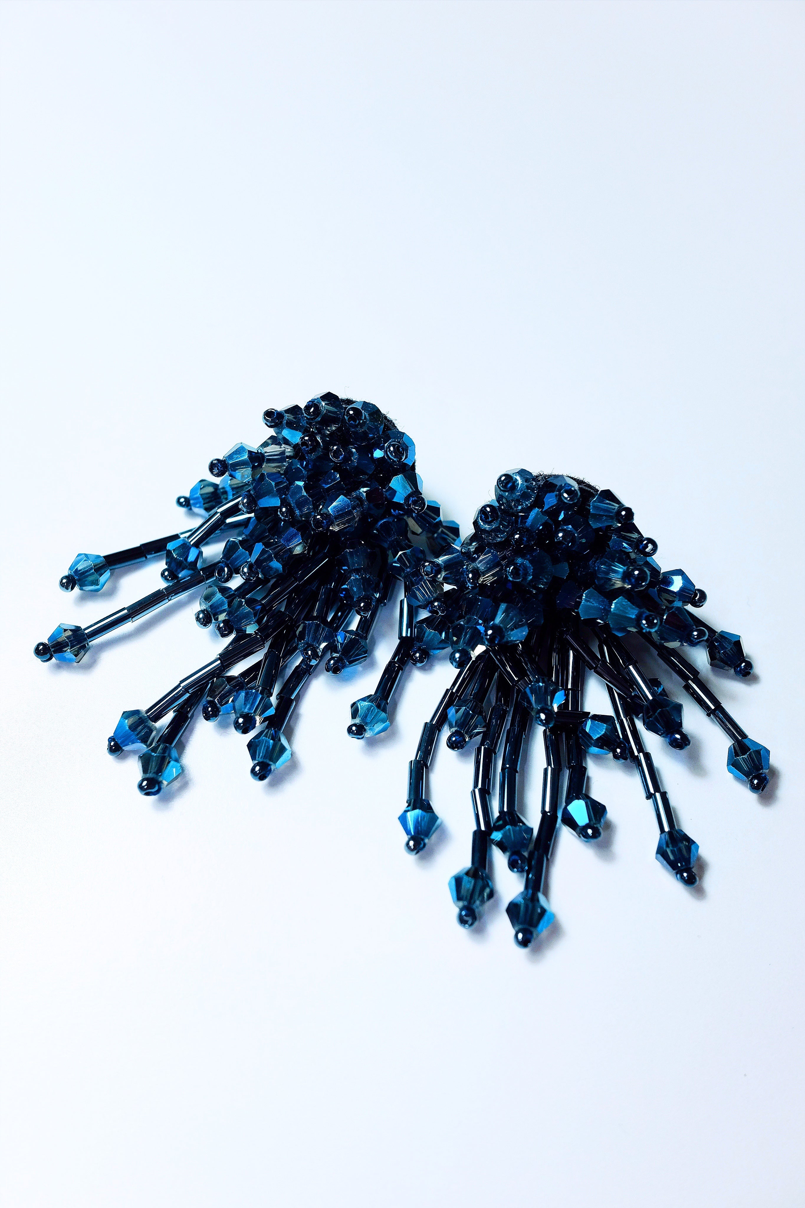 Midnight Sapphire Crystal Beaded Earrings