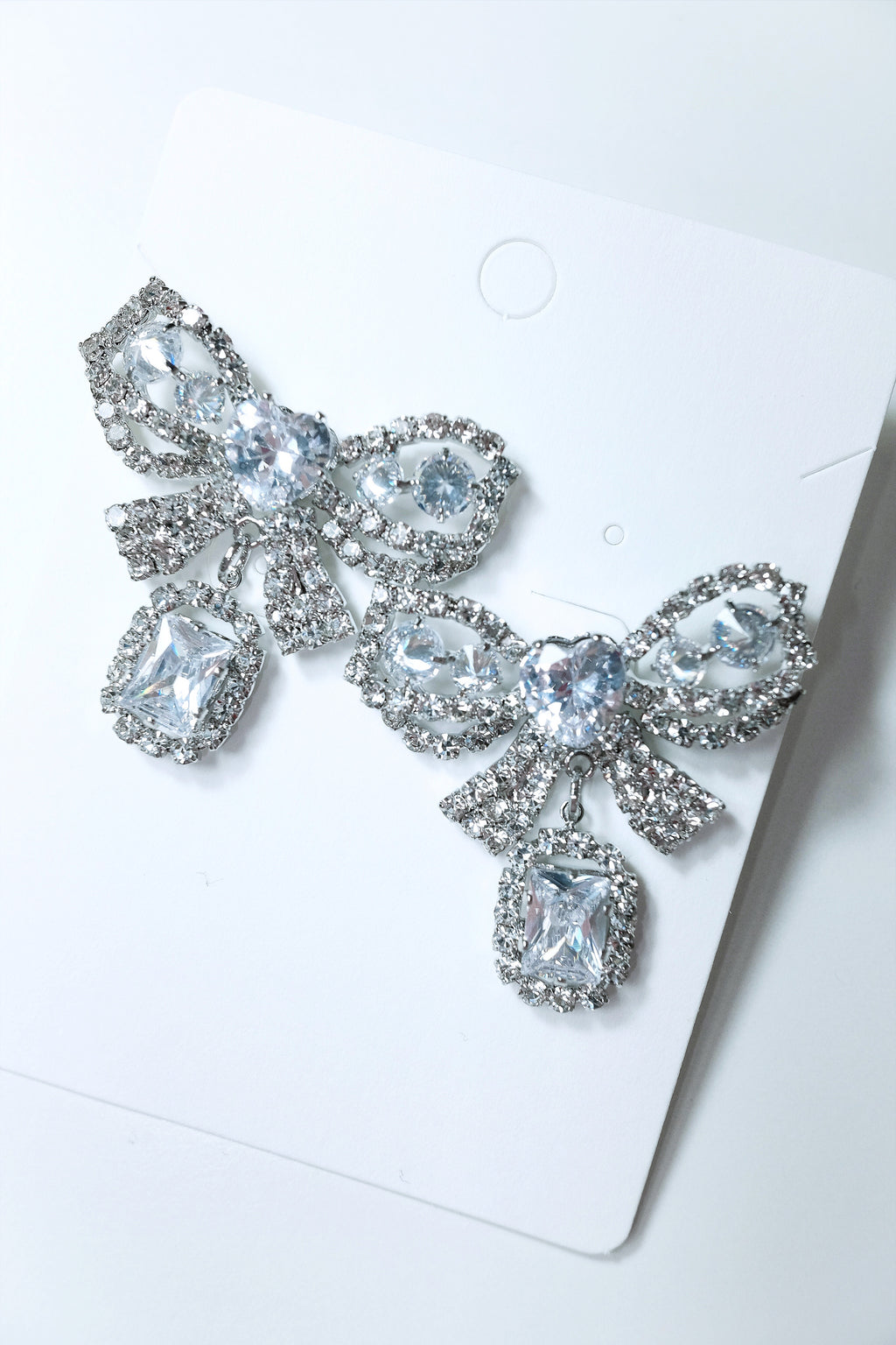 Royal Diamond Heart Ribbon Bell Earrings
