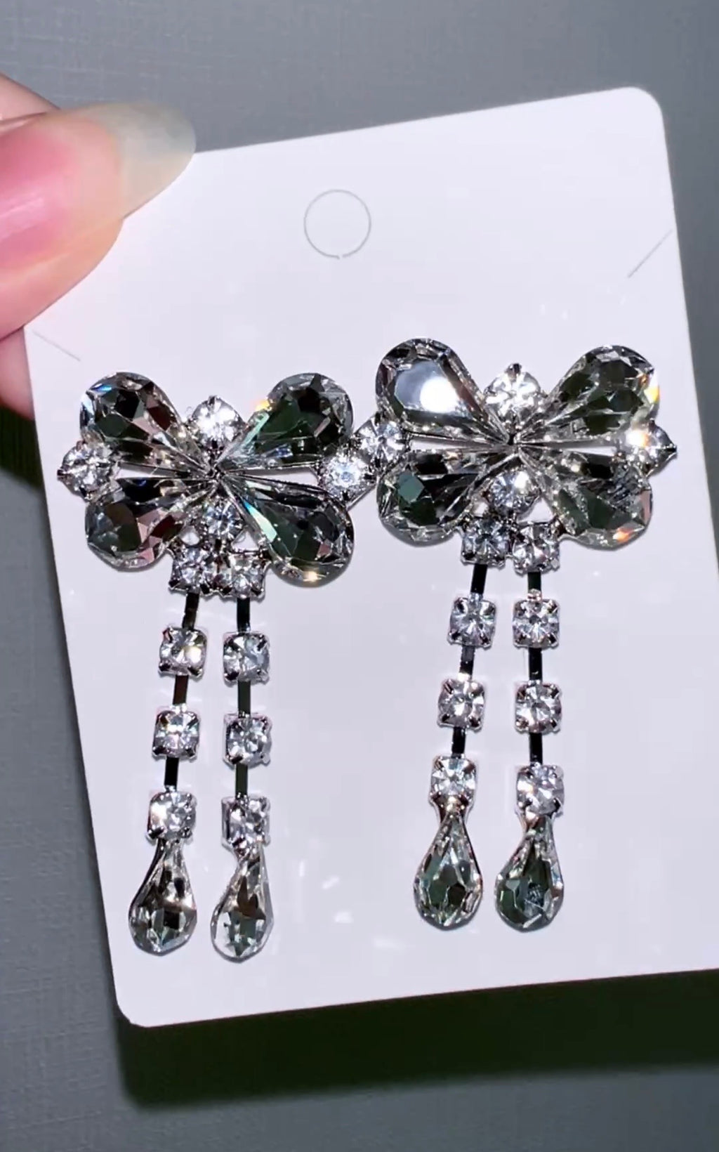 Sparkling Ribbon Diamond Bold Drop Earrings