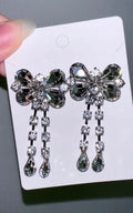 Sparkling Ribbon Diamond Bold Drop Earrings