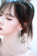 Silver Ribbon Lace Drop Earring
