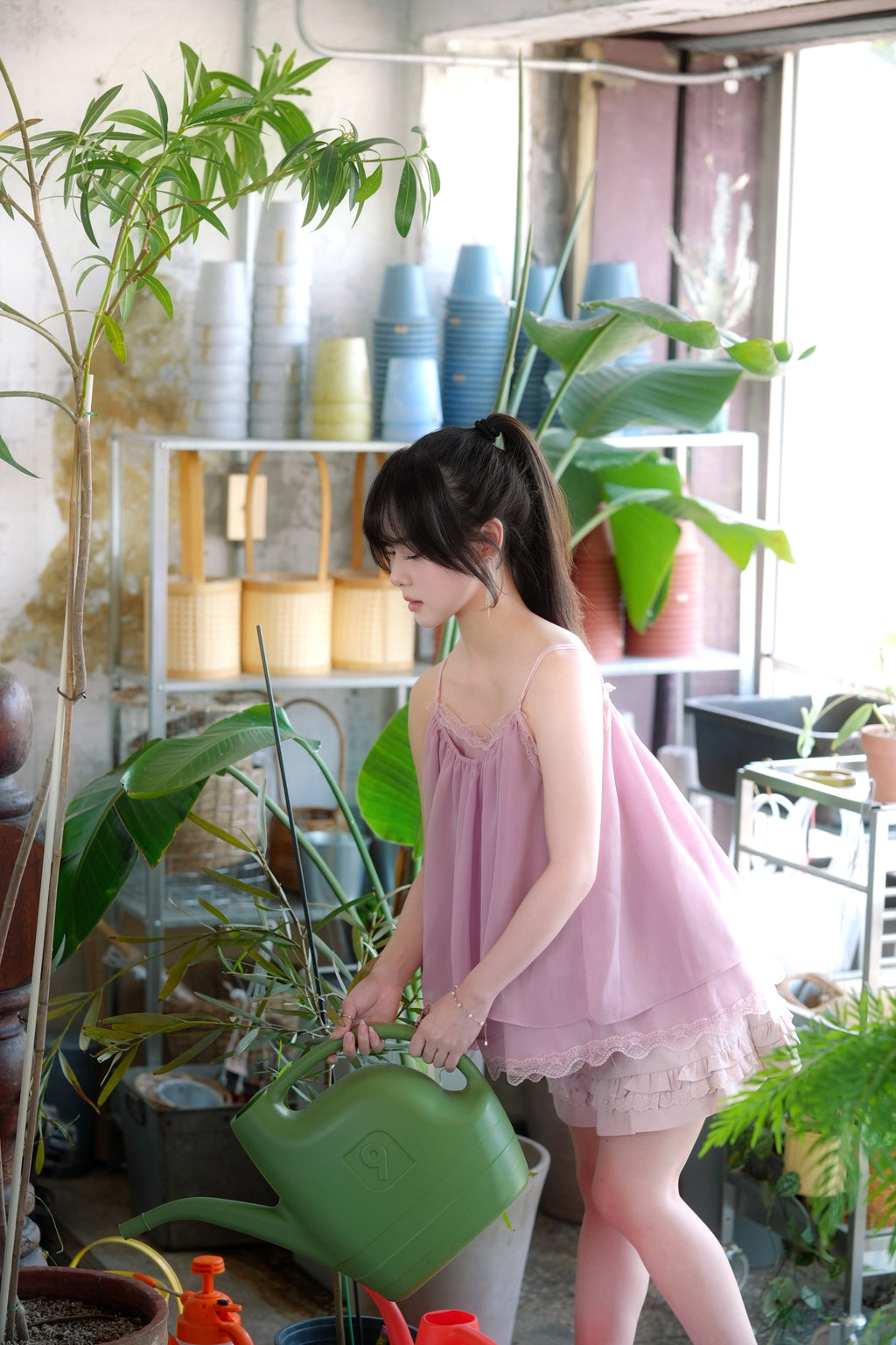 Sweet Romance Layered Sheer Lace Cami (Pink)