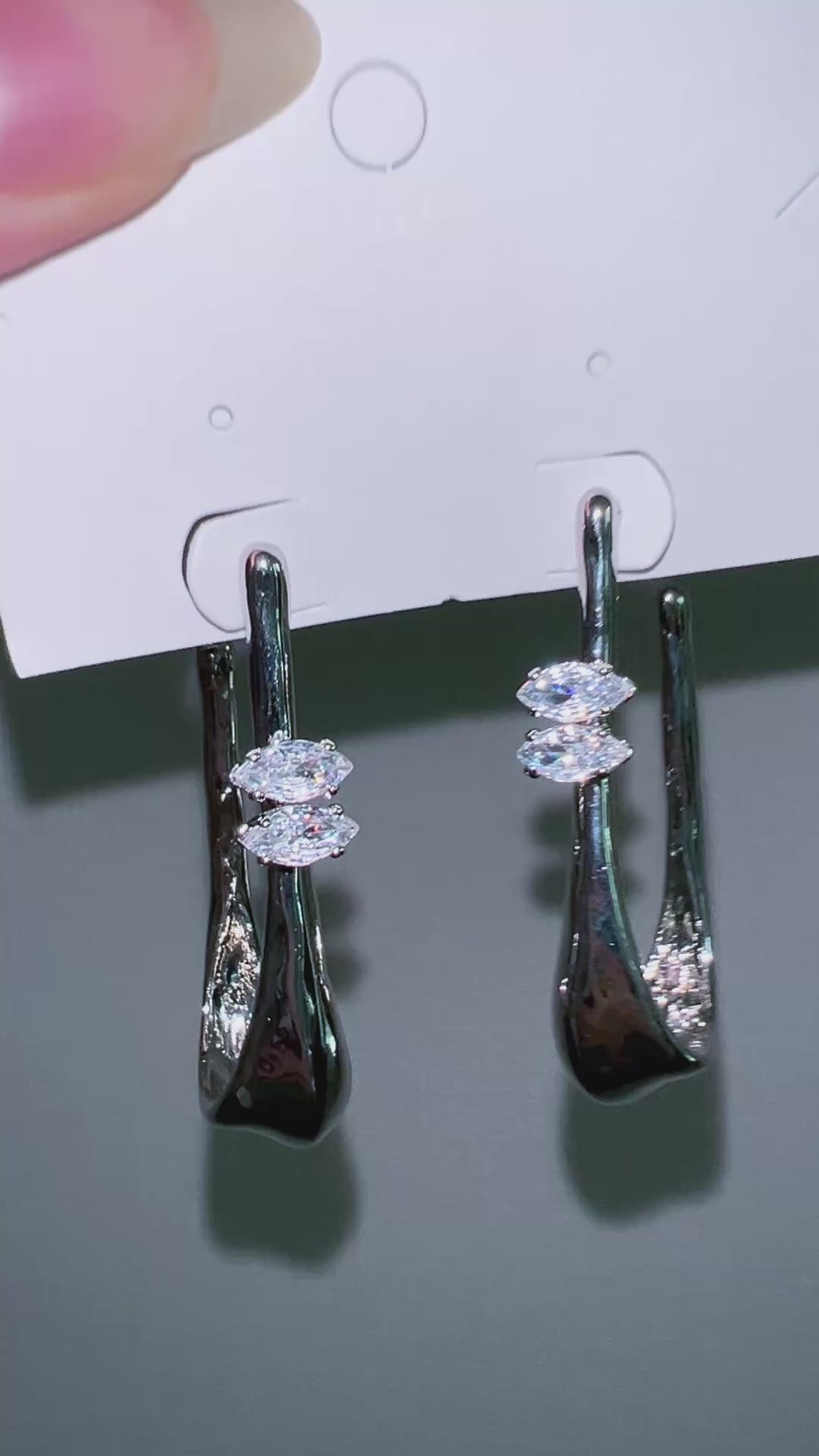 Silver Marquise Diamond Drop Earrings