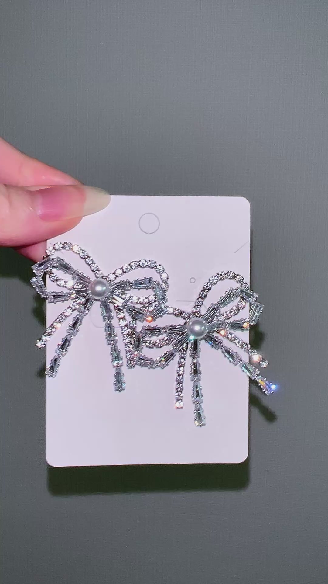 Double Layer Crystal Diamond Ribbon Earrings