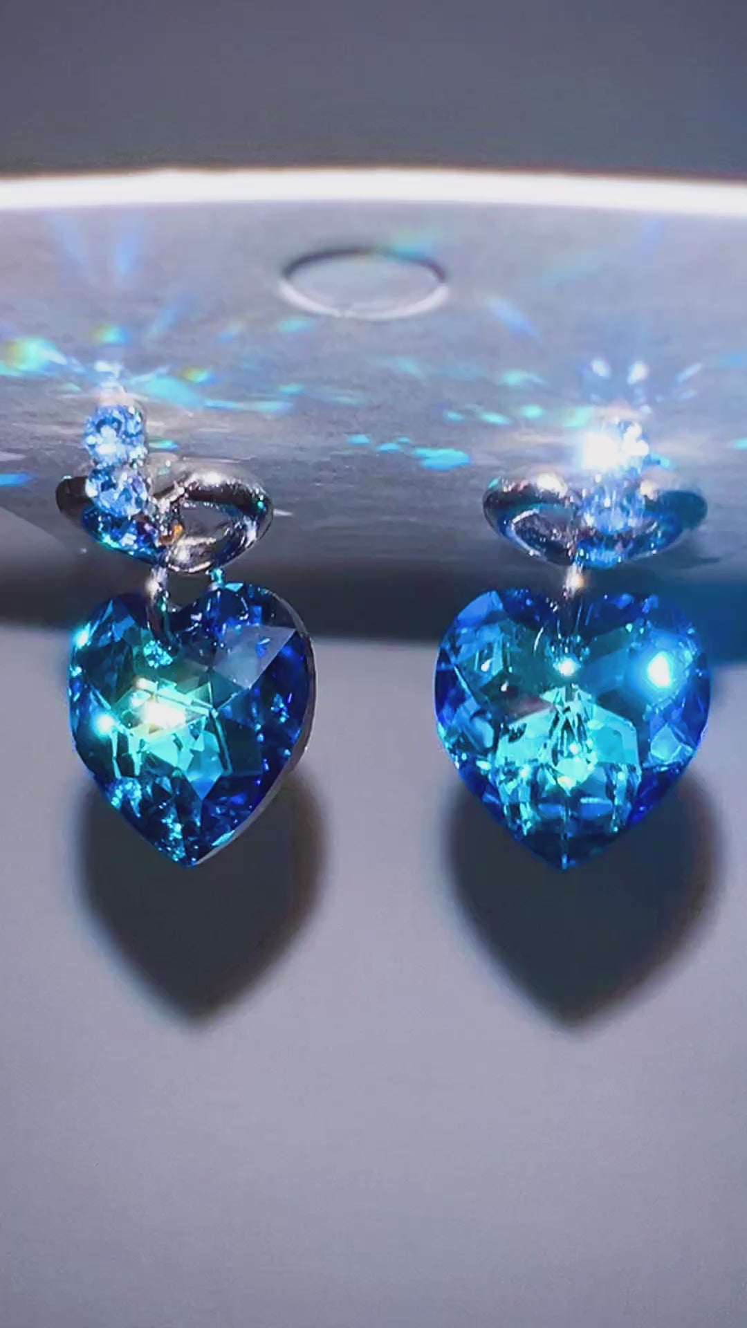 (SET) Sapphire Heart Earrings & Necklace