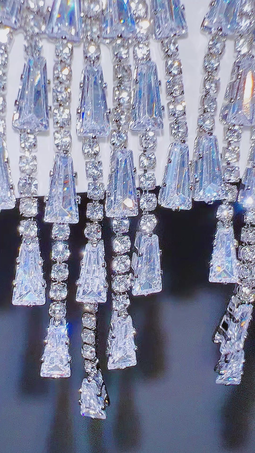 Sliver Gemstone Cascade Chandelier Earrings