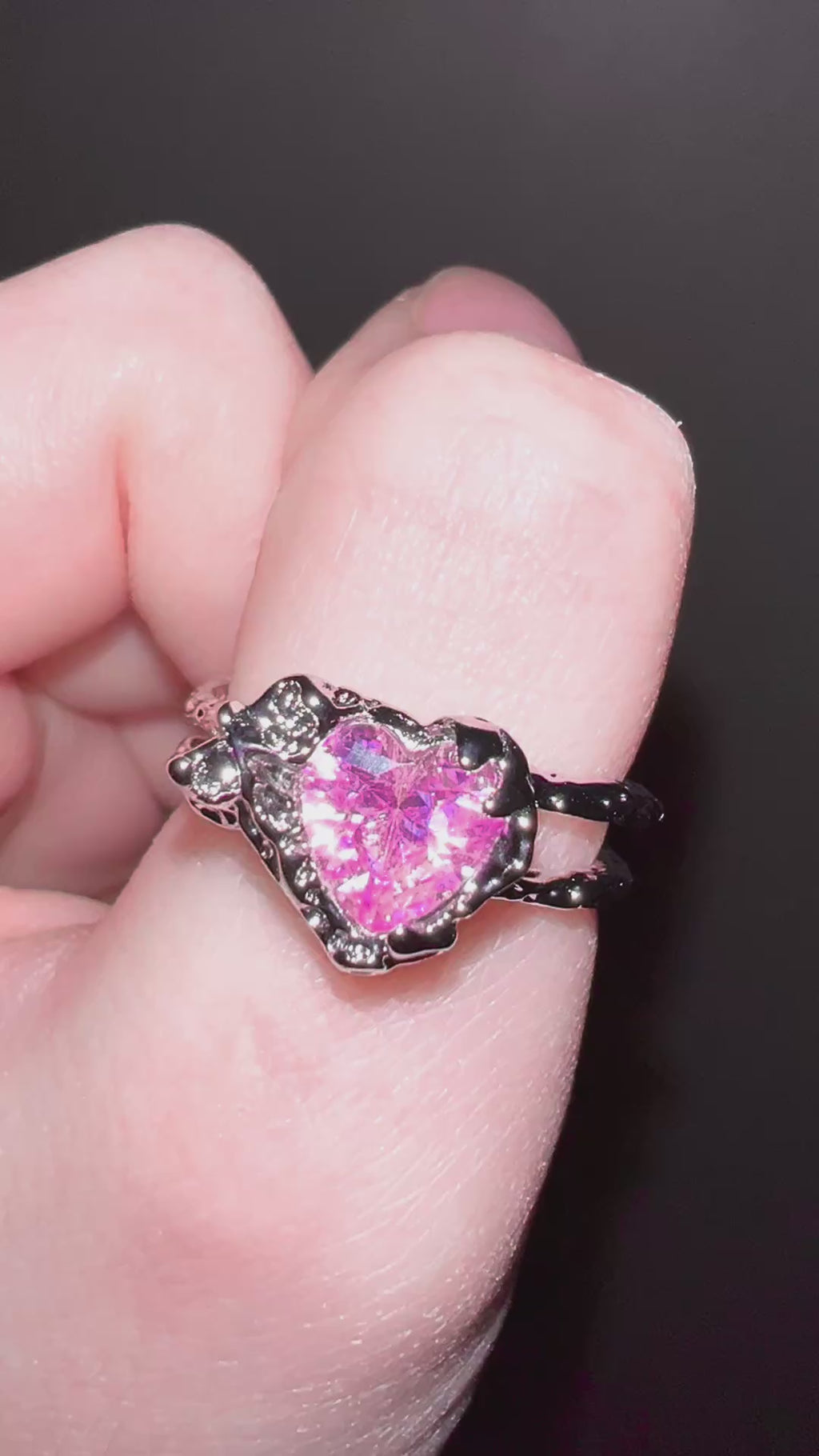 Liquid Metal Hot Pink Heart Ring