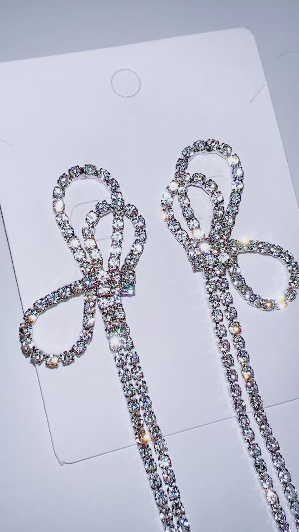 SIde Way Sparkle Ribbon Earrings