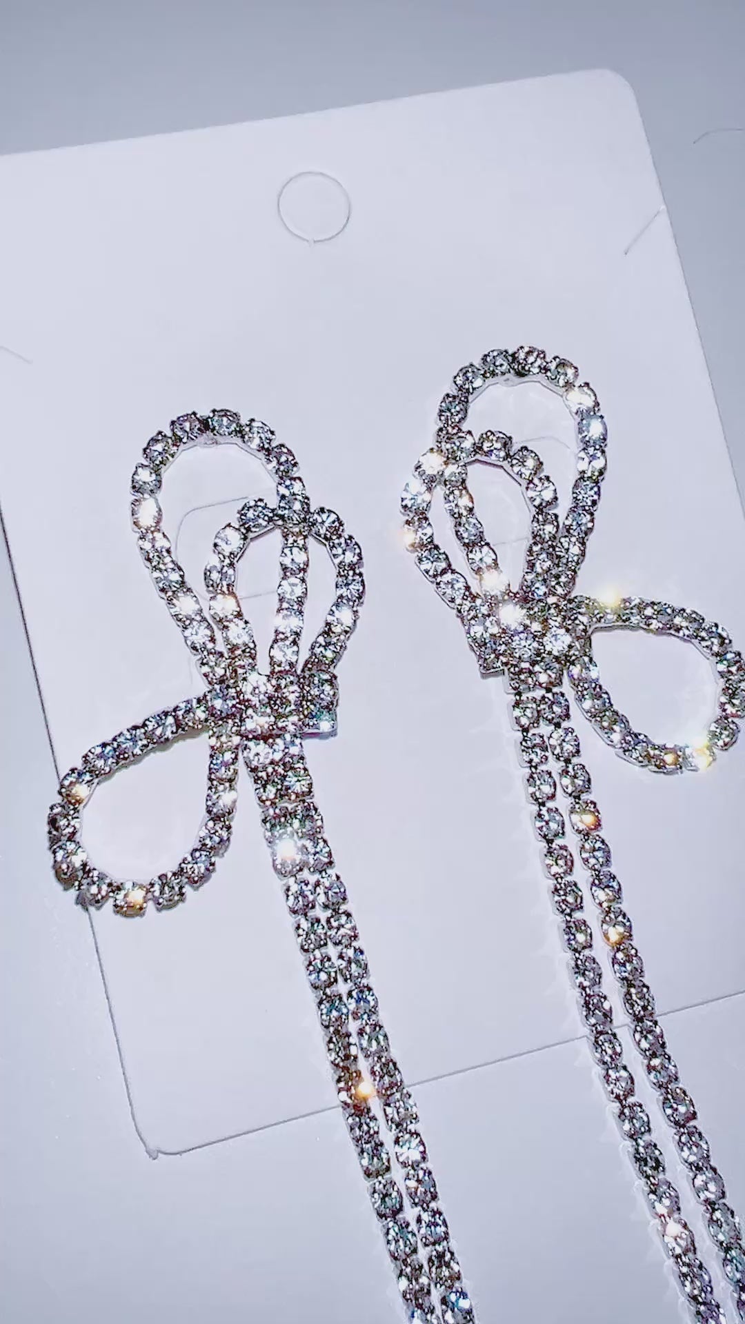 SIde Way Sparkle Ribbon Earrings