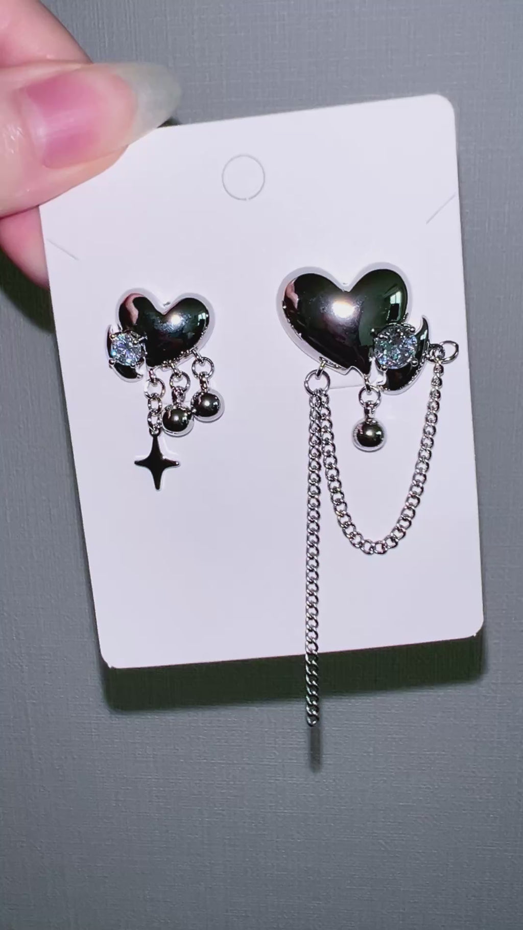 Y2K Sliver Metallic Heart Chain Earrings