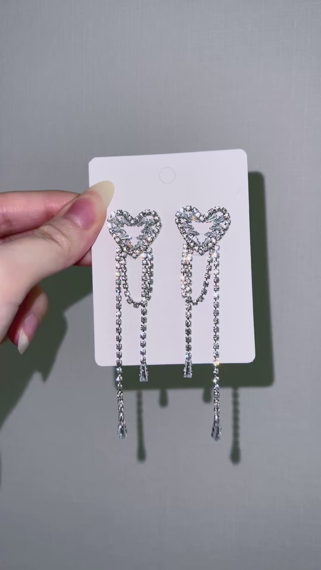 Heart & Diamond Chain Earrings