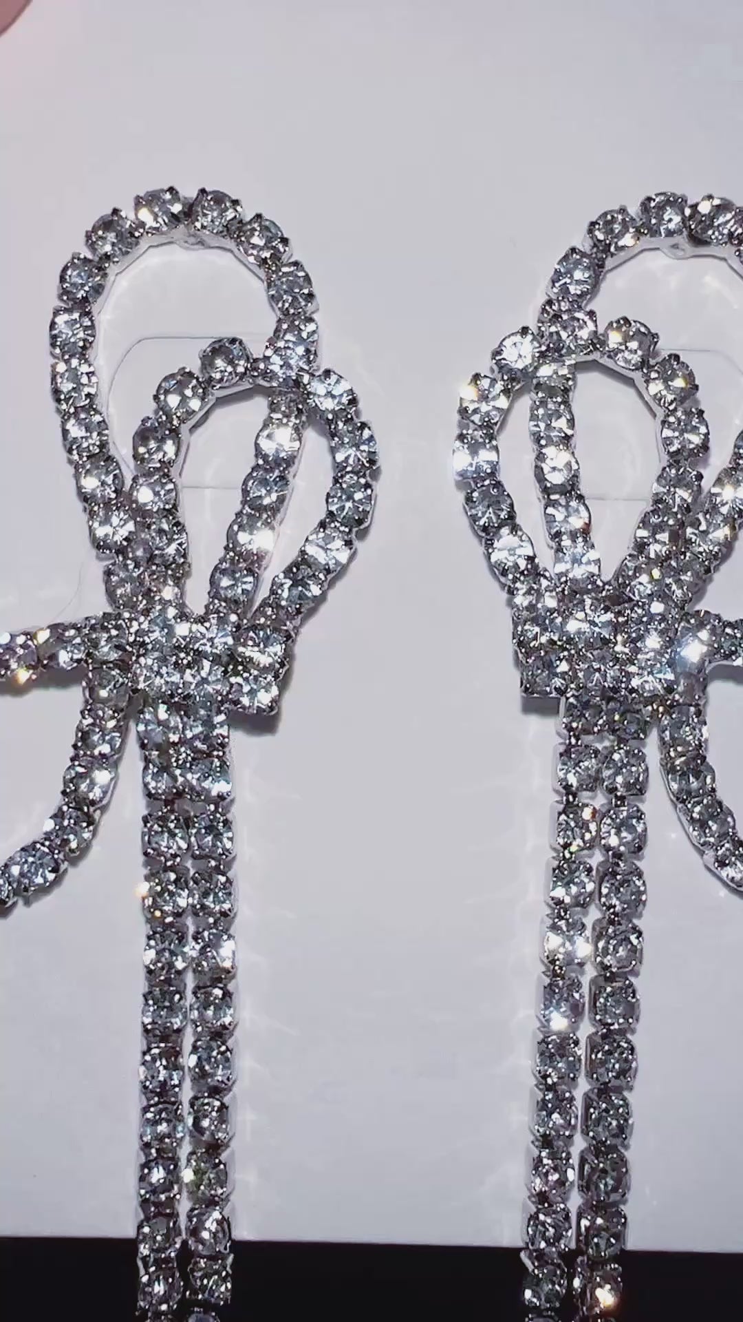 SIde Way Sparkle Ribbon Earrings