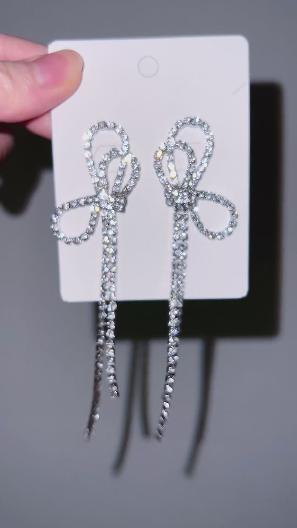 SIde Way Sparkle Ribbon Earrings