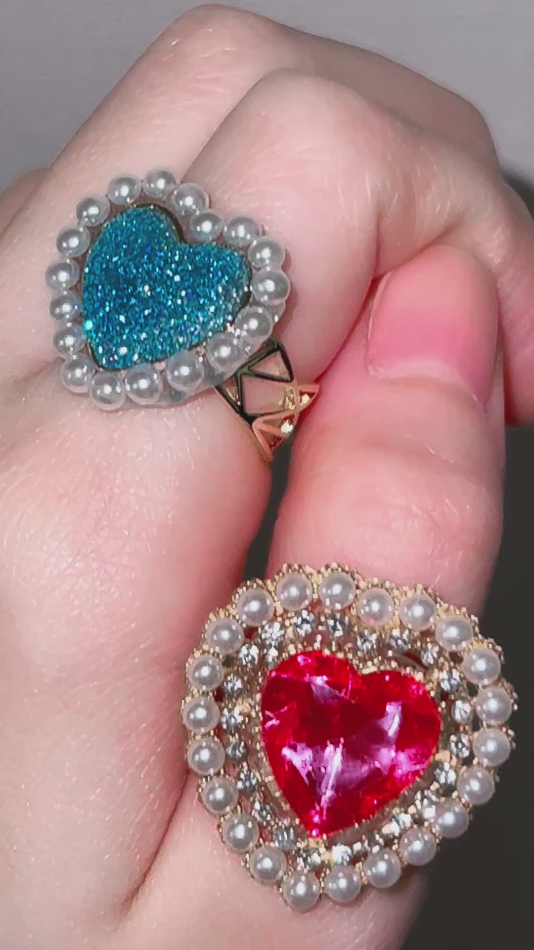 Coquette Imperial Heart Gemstone Statement Ring (Magenta)