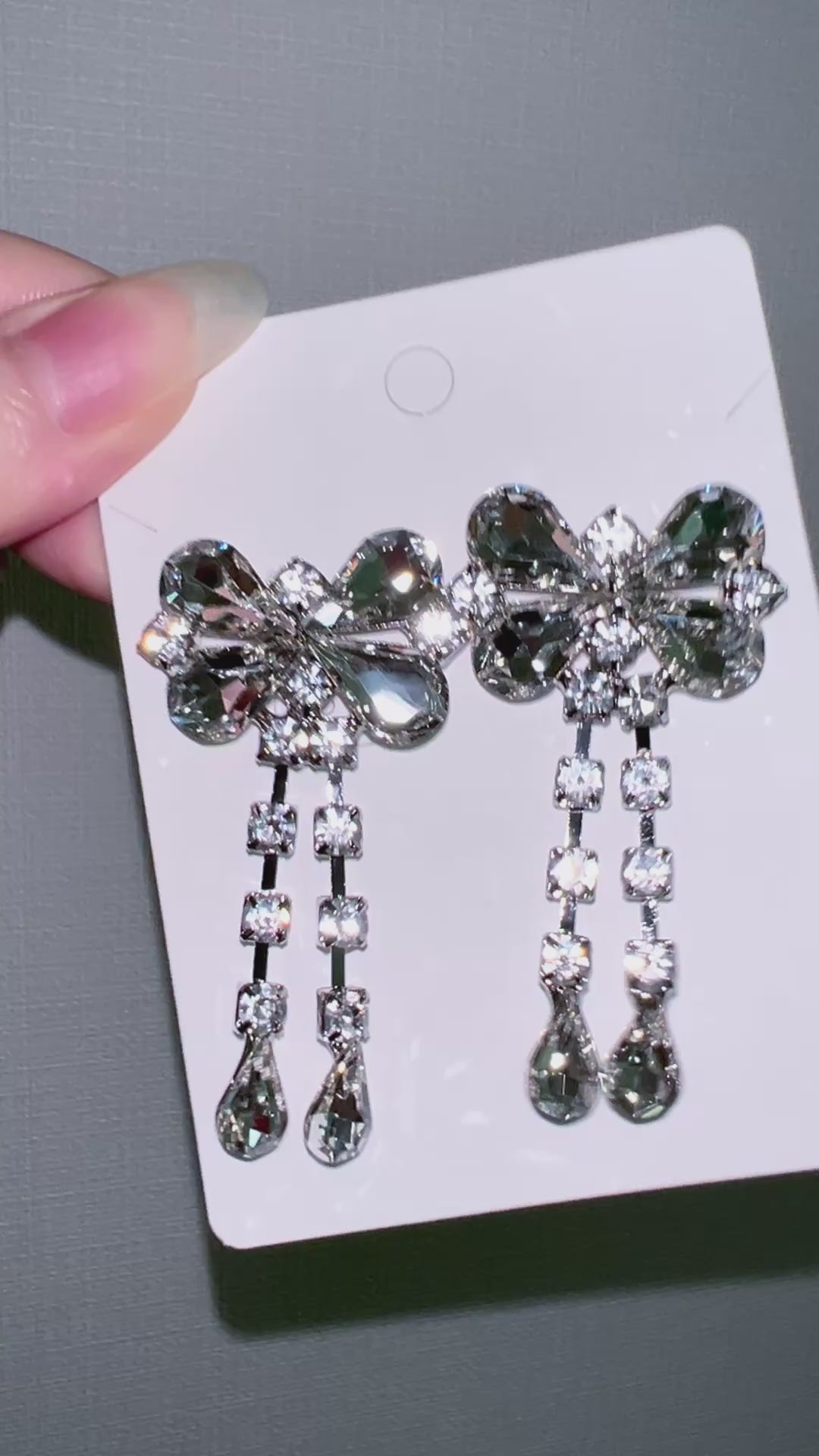 Sparkling Ribbon Diamond Bold Drop Earrings