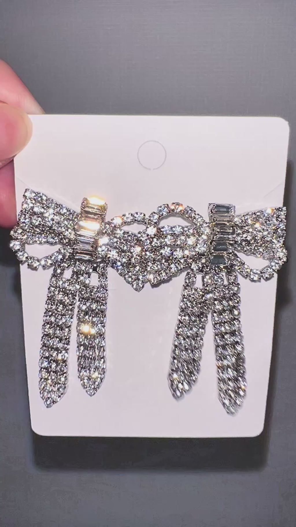 Full Rhinestone Ribbon Statement Earrings