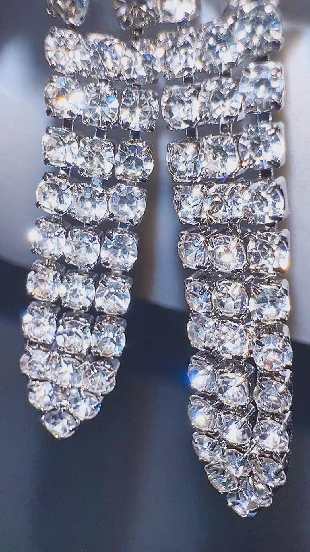 Full Rhinestone Ribbon Statement Earrings