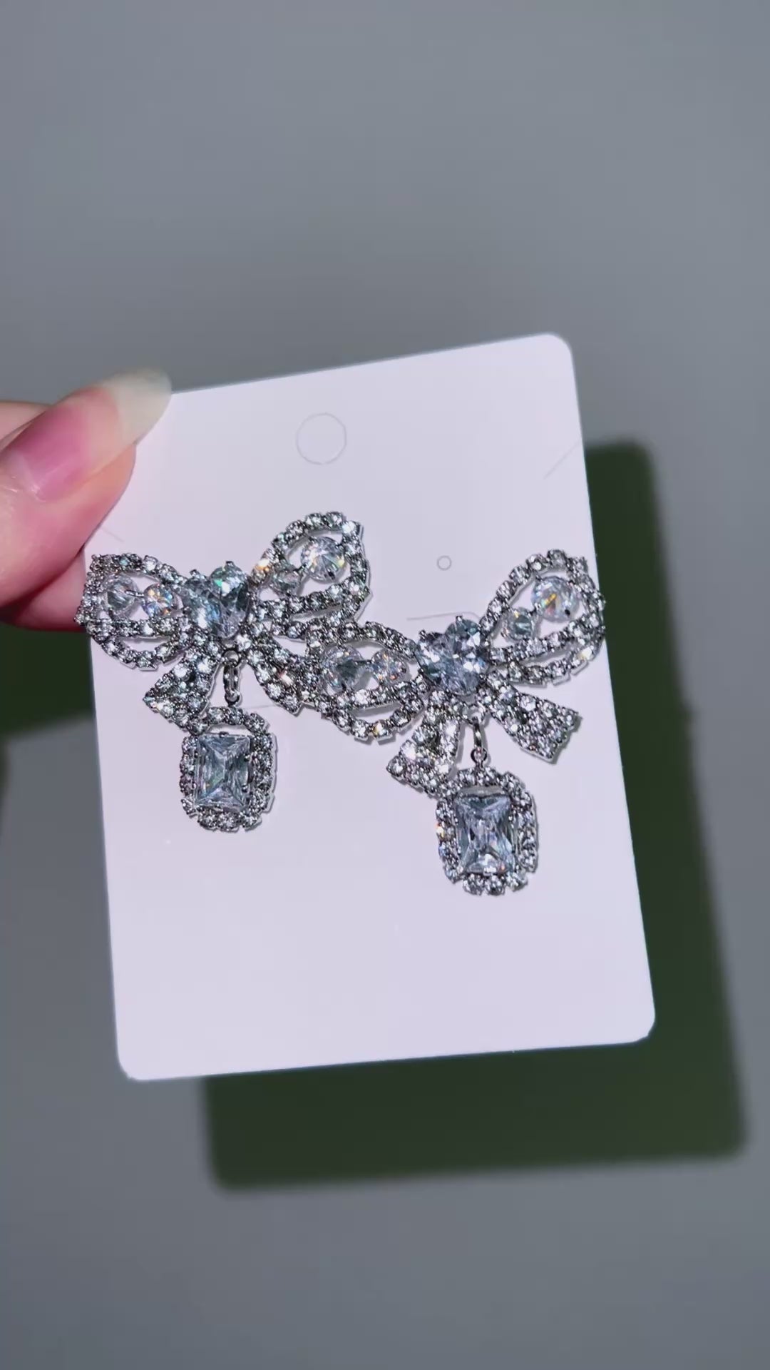 Royal Diamond Heart Ribbon Bell Earrings